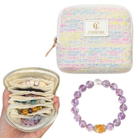 2025 New Travel Jewelry Case – Jewelry Organizer Travel for Rings, Bracelets, & Bangles with Smooth Metal Zipper, Elegant Jewelry Roll for Journey, Crystal Jewelry Storage Pouch, Mini, Tweed Rainbow