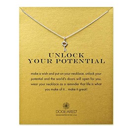 KOEDLN Unlock Your Potential Key Pendant Necklace with Meaning Card Women Jeweiry Friendship Gifts-Silver
