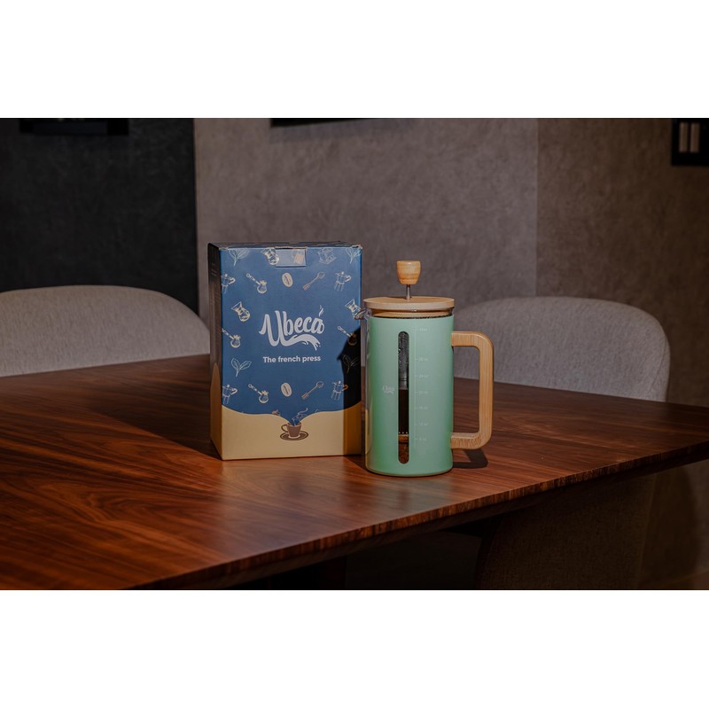 Ubeca French Press 34 oz Coffee Maker, Mint Green Thick