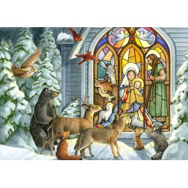 LUX PRESS PREMIUM USA-MADE BOXED CHRISTMAS CARDS | Nativity Scene| 6 X 8 Size | 16 Cards | 16 Envelopes | Soft Touch-Finish | Full Color Inside Artwork and Greeting