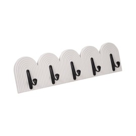 Sagebrook Home White 24" Wall Hooks - Elegant 5-Arch Design, Robust MDF and Iron, Home Organization Must-Have