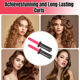 VINGVO Curly Hair Brush, 2PCS Portable Curling Roll Comb, Professional Hairstyling Tool with Round Anti-Slip Handle 17 Comb Teeth Design Brush for Curly Hair Wet for Hair Salon or Home