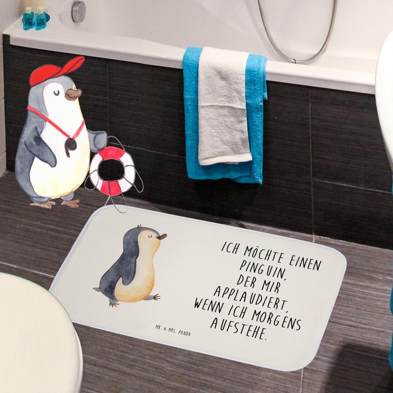 Mr. & Mrs. Panda Penguin Marching Bath Mat, Gift, Shower