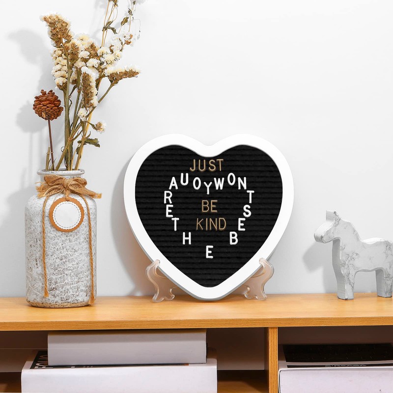 G GAMIT Heart-Shaped Felt Letter Board Message Sign,10x10 inches Message