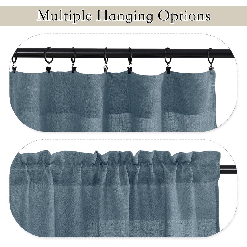 RYB HOME Swag Valances for Living Room, Linen Blend Curtains