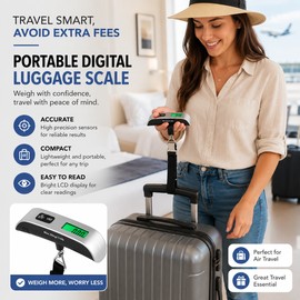 110 lb / 50 kg Digital Luggage Scale – Portable Hanging Baggage Scale with LCD Display, Tare & Hold for Travel