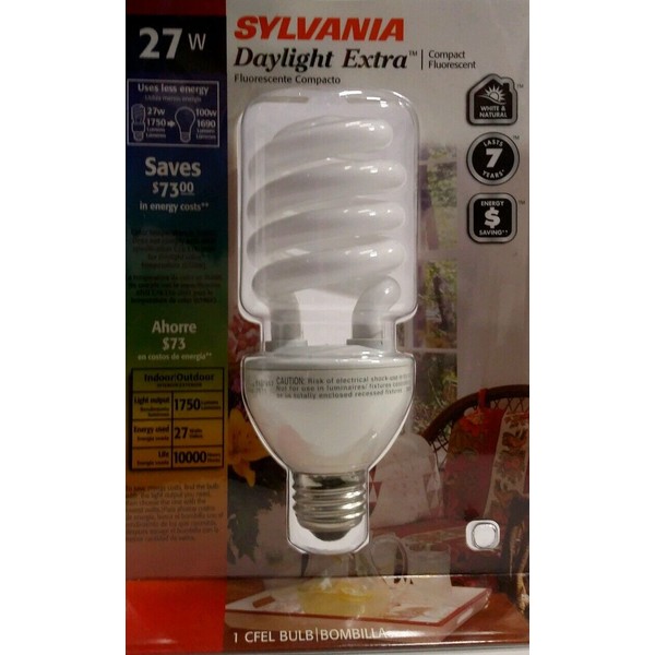Daylight Extra 3500k 27W (100W) Sylvania CFEL Compact Fluorescent Case 6 Bulbs