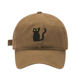 FANNOO Embroidered Baseball Caps for Men Women - Black Cat Embroidery Ball Cap Unisex Adjustable Washable Cotton Hat