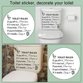 DIY Removable Toilet Rules Wall Quotes Stickers Washroom Bathroom Decals WC Sign Vinyl Art Decor for Kids Living Room Home Decorations (29x26.5cm, Toilet Rules)