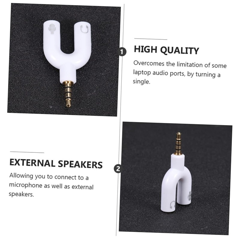 LALAFINA U Shape 3.5mm Headphone Splitter Adapter Mic Converter Stereo