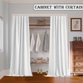 RoomDarkning Room Divider Curtains with Ceiling Track, 95% Blackout Heavy Track Ceiling Curtains Noise Reduction Privacy Curtain Track System Kits, 8.3 ft Wide x 8 ft Tall, White, 1 Panel