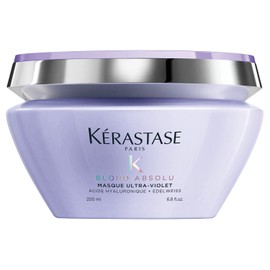 KRASTASE Masque Ultra-Violet  Mascarilla para neutralizar los tonos amarillos en el cabello rubio Con Pigmentos Ultravioletas, cido Hialurnico y Flor 