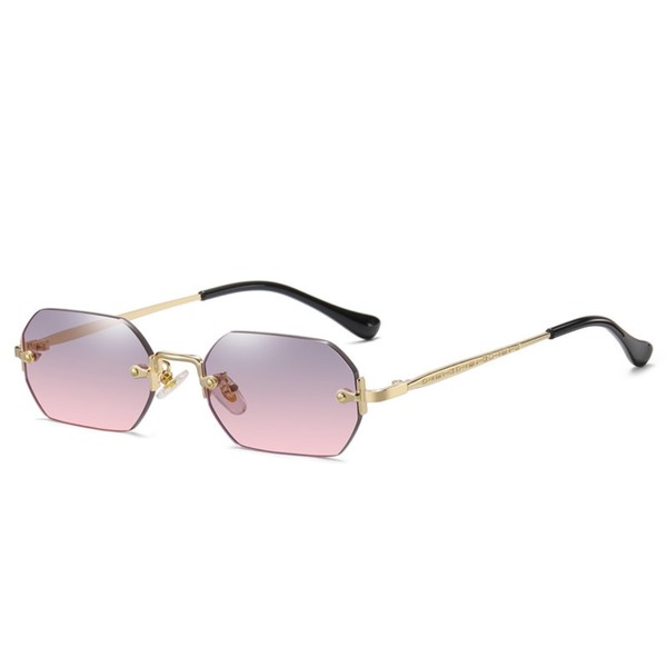 WDZAYXC Retro Rimless Sunglasses for Women Men Hexagonal Sunglasses, Gold/Grey