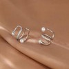 Solid 925 Sterling Silver Pearl Ear Cuffs Earrings for Women