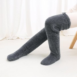 YELAIVP Women's Fuzzy Thigh High Socks Warmth Over Knee High Plush Slipper Stockings Winter Long Leg Warmers