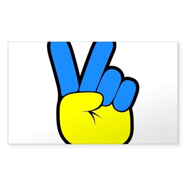 CafePress Ukrainian Flag Peace Sign Ukraine Native H Sticker Rectangle