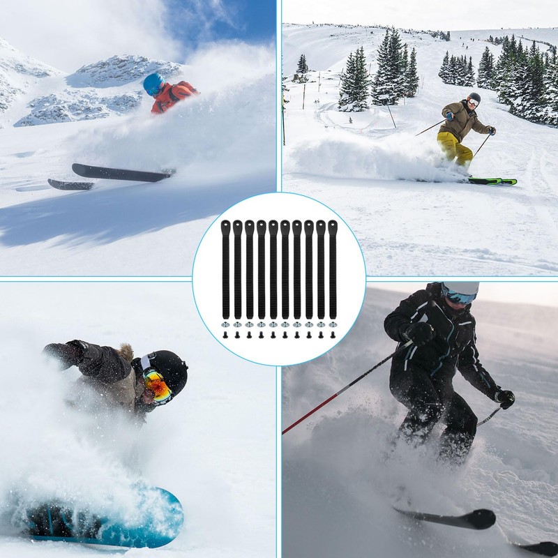 BOXOB 10pcs Snowboard Binding Straps, 8.27x0.59 Inch Plastic Snowboard Ankle