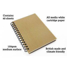 Artgecko Mixed Media Sketch Book A5 Portrait - 80 Pages (40 Sheets) 150gsm White Cartridge Paper