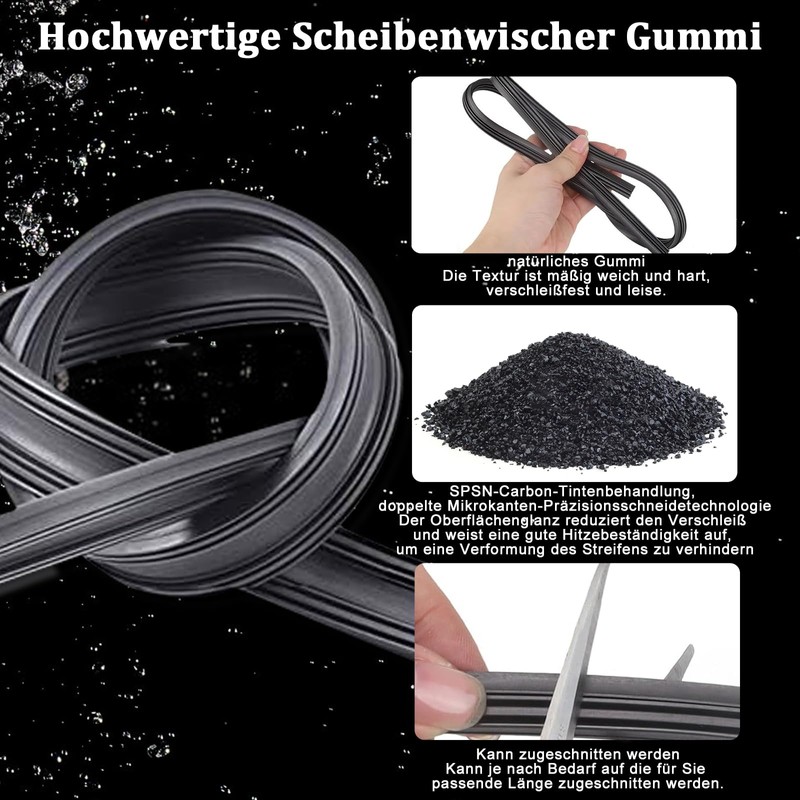 Pack of 4 80 cm Windscreen Wipers Rubber, Universal Car