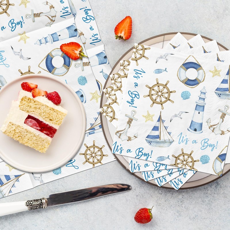 Ahoy birthday napkin