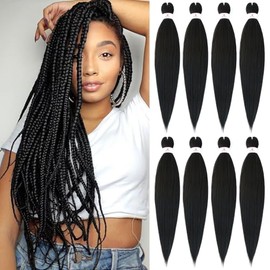 Pre-stretched Braids Hair 26 Inch 8 Packs Professional Itch Free Hot Water Setting Synthetic Fiber Ombre Yaki Texture Braid Hair Extensions 1B…