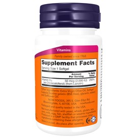 NOW Supplements, Vitamin D-3 2,000 IU, High Potency, Structural Support*, 30 Softgels