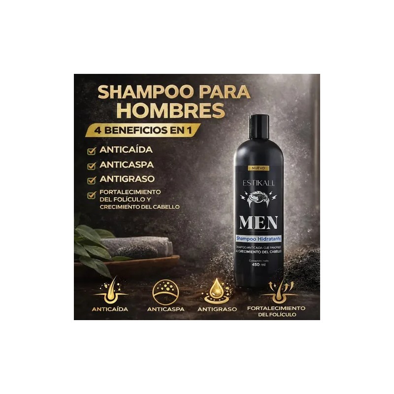 Shampoo Anticaída Anticaspa Antigraso Crecimiento De Cabello