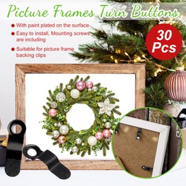 MroMax Frame Turn Button, 0.91 inch Metal Bow Shape with Screws for Hanging Pictures, Photos, Drawings and Posters, Black 30pcs