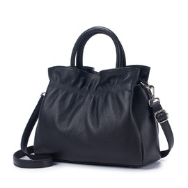 MFFOR Women's Genuine Leather 3-Way Handbag, Crossbody Bag, Crossbody Bag, Lightweight, Stylish, Large Capacity, Soft, Simple, Casual, Handheld, Popular, Commuting to Work, Black