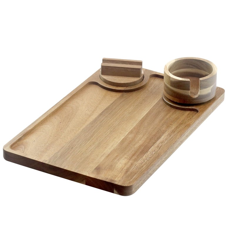 Couch Arm Table, Acacia Wood Sofa Arm Tray Clip on