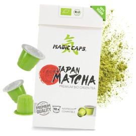 MatchaMagic Bio Matcha Tee Caps - 10 Stück Grüner Matcha Teekapseln - Japanisches Matcha Pulver für Kapselmaschinen (1 x 10 Kapseln)