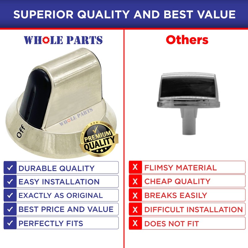 Whole Parts Range Selector Stove Knob Replacement Part # 318602603