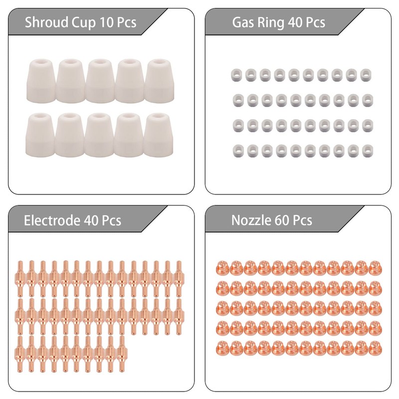 KERUE 150pcs PT-31 Air Plasma Cutting Nozzle Electrode Consumables Fit