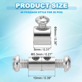PATIKIL Wire Rope Clips, 40 Pcs Metal Cable Clamps Wire Lock Rope Fittings Clip with Screws for Cable, 2 Style（C/E)