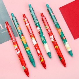 Character Christmas Click Brush Pen, Santa Claus Design, Cute Neutral Ink Pen for Students (lf1260) Free Size/NO.1 100ea