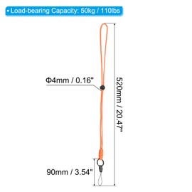 PATIKIL Paracord Lanyard 20.5 Inch, Necklace Keychain Cord Metal Clasp Hook Ring Strap for Keys Whistle ID Card Badge Holder, Orange