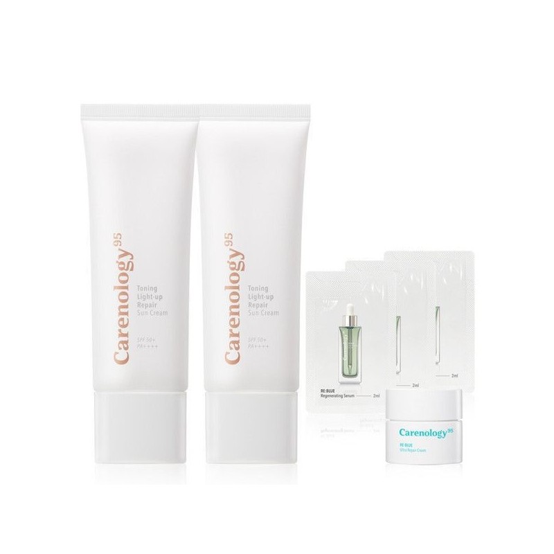 Carenology Toning Light-Up Repair Sun Cream SPF50+ PA++++ 45ml 2pcs