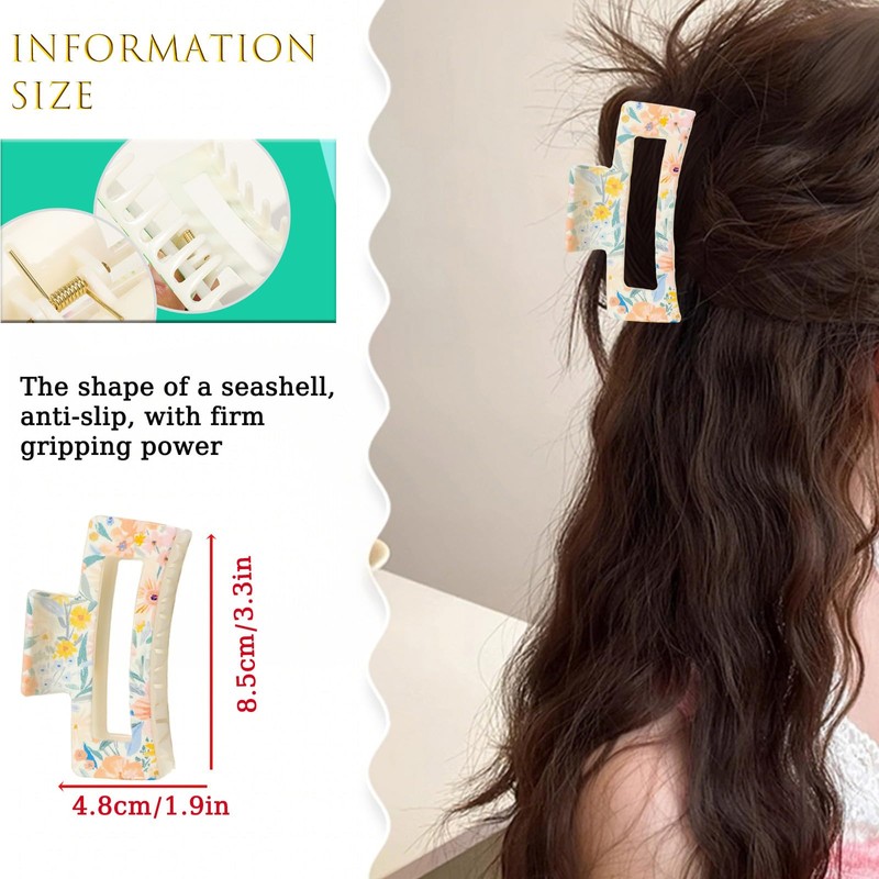 Flomiara Haarklammern für Damen, Haarklammern, quadratisch, Kunststoff, geeignet für dickes