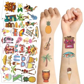 Summer Temporary Tattoos - Summer Party Decorations Party Favors Supplies Stickers Gift For Kids Teen Adult Hawaii Beach Luau Party Pool Holiday Sea Ocean Aloha Atmosphere (Temporary tattoo -2)
