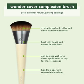 EcoTools, Wonder Cover Complexion, Brocha para Base de Maquillaje, Cobertura Completa, Brochas Cosméticas para Maquillar, Modelo 1601