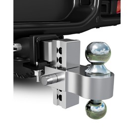 Adjustable Trailer Hitch Ball Mount, Fits 2 & 2.5 inch Receiver, 4 inch Drop/Rise Aluminum Drop Hitch, 12500LBS GTW, 2” & 2-5/16” Dual Ball, Tow Hitch for Truck with Pin Locks, Hitch Tightener