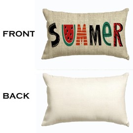 LAHL Summer Pillow Cover, Summer Cute Watermelon Decorative Lumbar Throw Pillow Cover Case Cushion Home Bed Sofa Car Cotton Linen 12x20 Inches