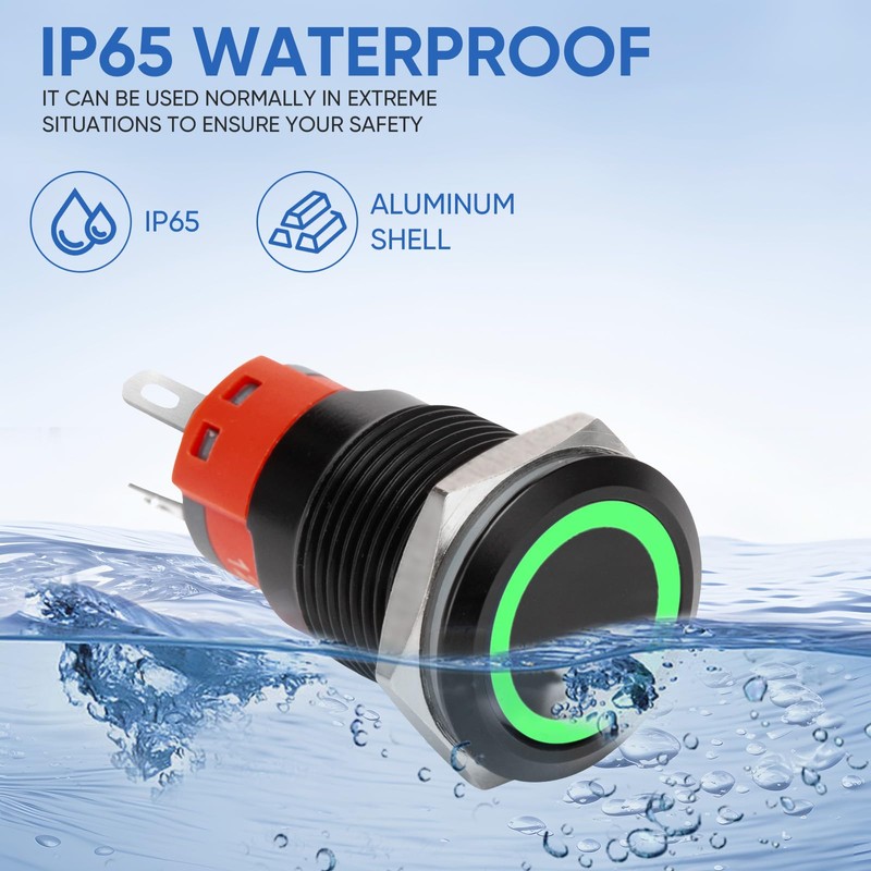 XINYIELE 16MM Latching 12V Push Button Switch On Off,Waterproof with