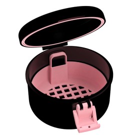 ANYLEY Leak-Proof Denture Case, Secure Lock Cleaning Box with Strainer for Travel, Household & Office, Completely Clean Care for Retainer, Mouth Guard, & Denture (Black+Pink)