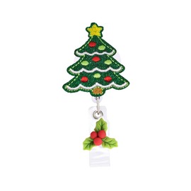 ReelFun Christmas Tree Retractable Badge Reel ID Tag Name Tag Holder, with Alligator Clip, 24in Nylon Cord, Nurse Office Employee