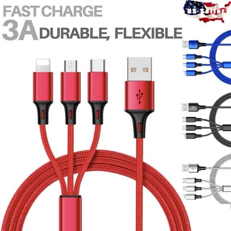 Unbranded NEW Fast USB Charging Cable Universal 3 in 1