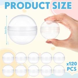 MiniInflat 120 Pcs 2 Inch Empty Vending Machine Capsules Colored Round Capsules Toy Bulk Gumball Machines Plastic Balls Small Plastic Containers for Easter Party Favor Themed Gift (Clear)