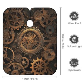 Steampunk Gears Professional Barber Cape Polyester Hair Cutting Salon Cape Water Stain Resistant Apron Cutting Hair Beard Hairdressing Cape Anti-Static Haircut 56.7×66.9 Inch (1 Pack)