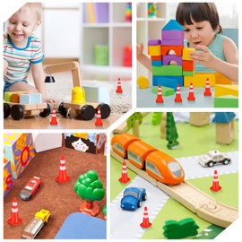 Nogeqi 10PCS Mini Traffic Cones, 1.77 in Roadblock Plastic Cones Traffic Signs for Micro Landscape Sand Table Engineering Construction Road Cone Model (Orange)