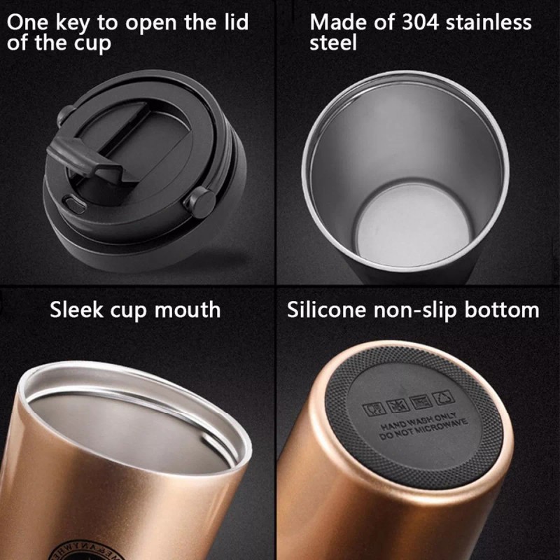 Francisco® Vaso Termo De Acero Inoxidable Con Tapa Y Asa